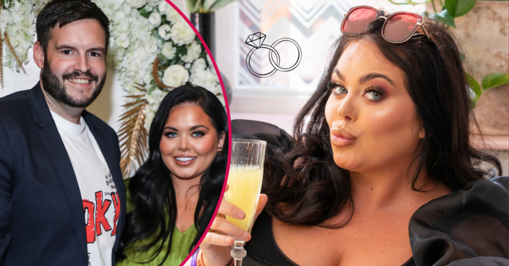 Scarlett Moffatt pouting and with fiancé Scott Dobinson