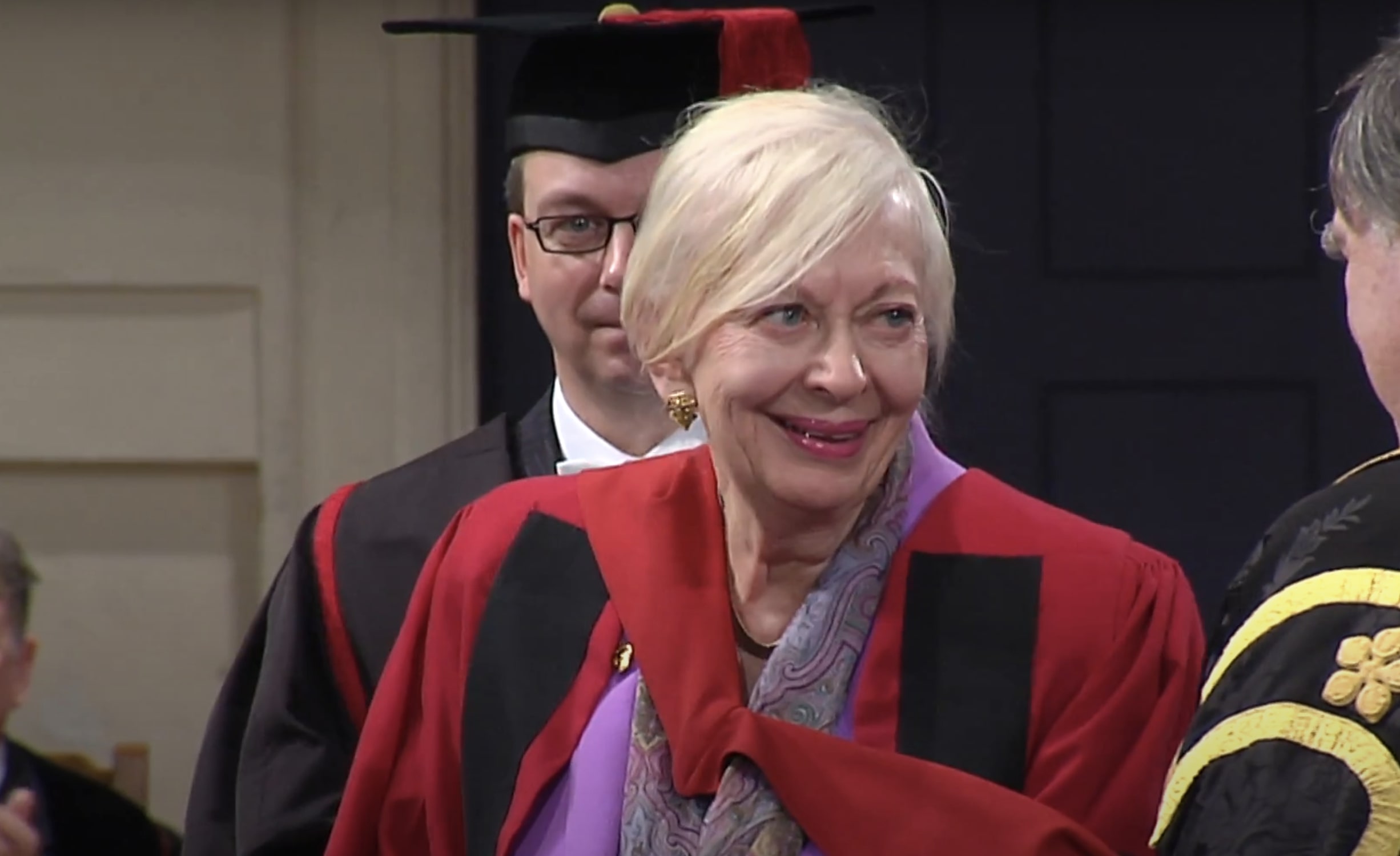 Biddy Baxter receiving an honorary degree from the University of Leicester