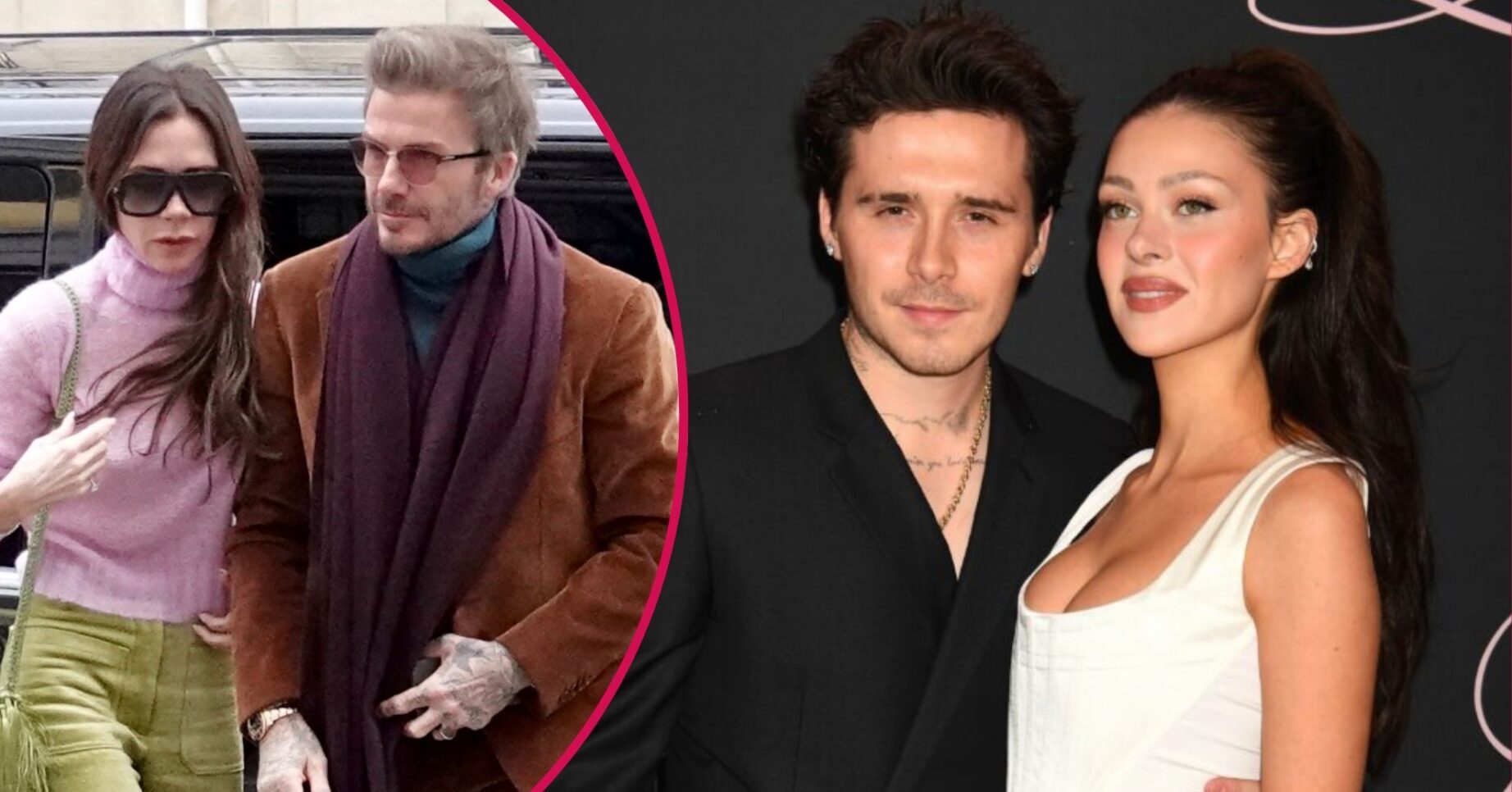 Victoria and David Beckham and Brooklyn Beckham and Nicola Peltz