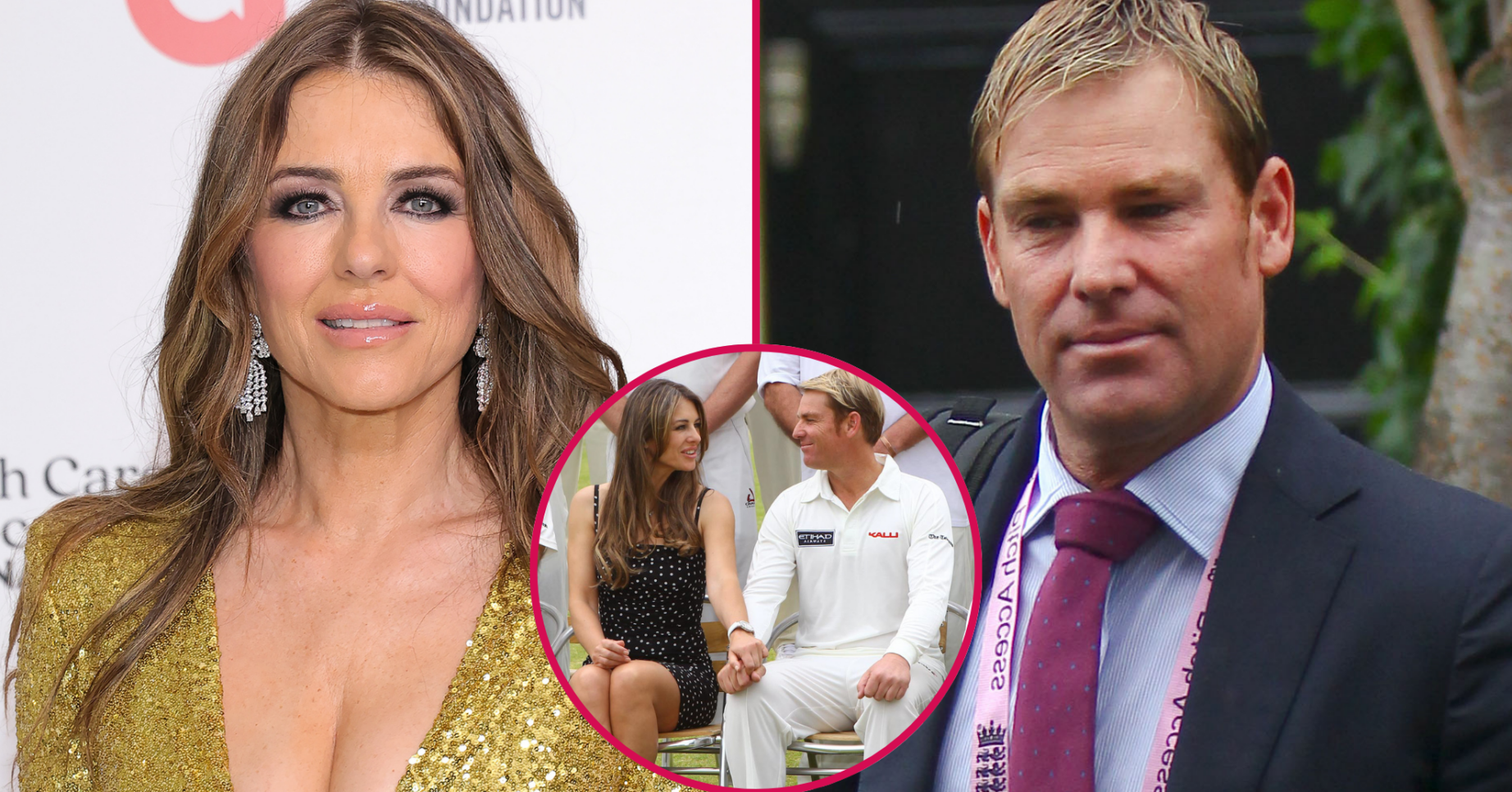 Liz Hurley, Shane Warne and the couple together