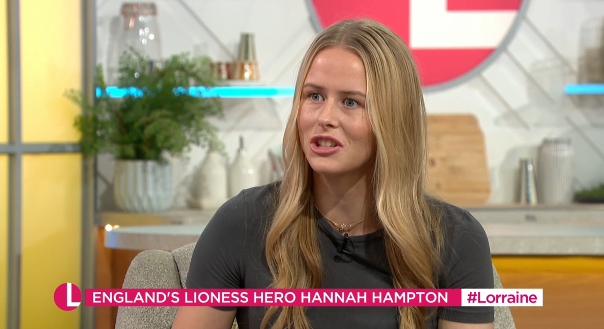 Hannah Hampton being interviewed on Lorraine