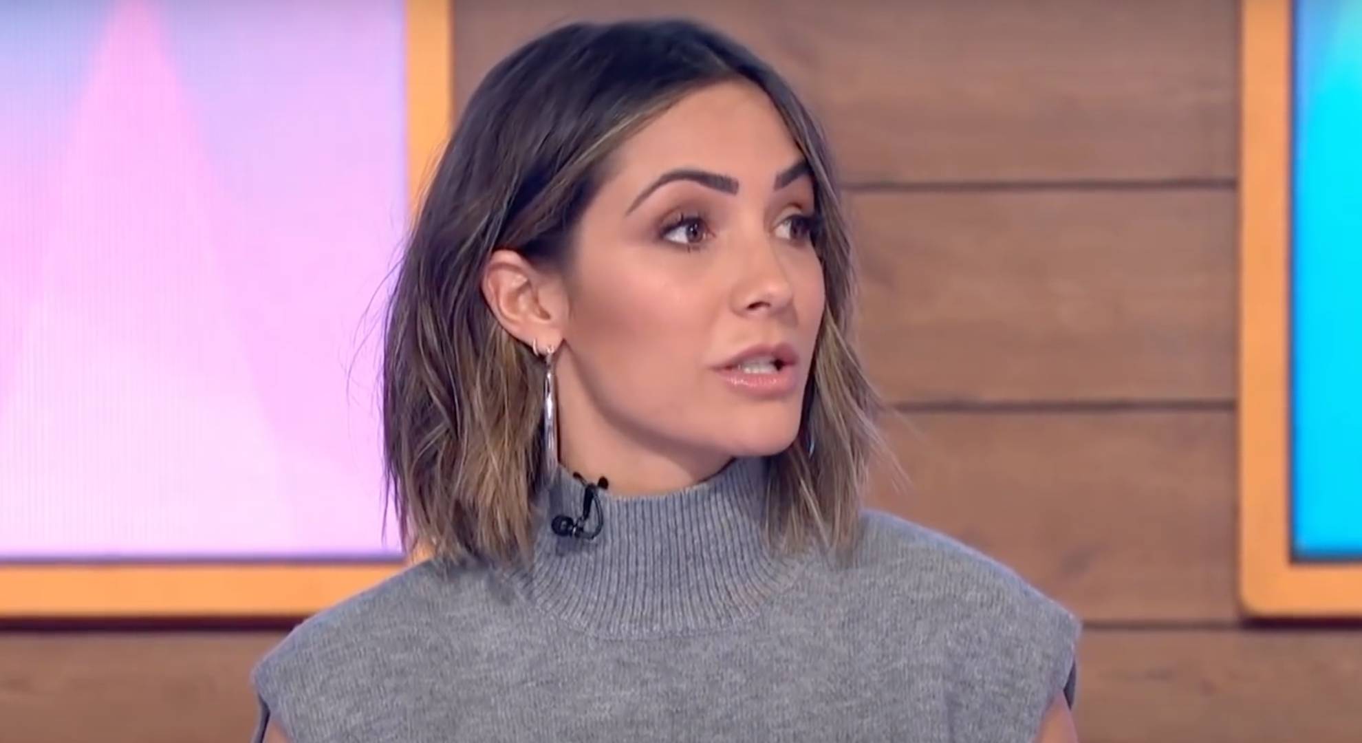 Frankie Bridge looks serious