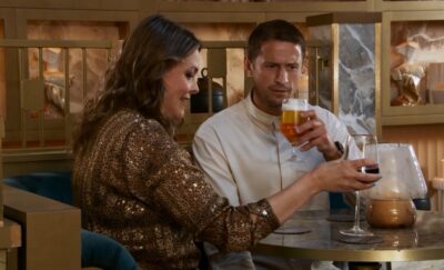 Coronation Street's Carl and Tracy have a drink together