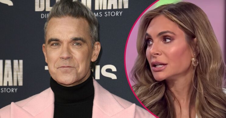 Robbie Williams looks impassive, Ayda Field looks alarmed