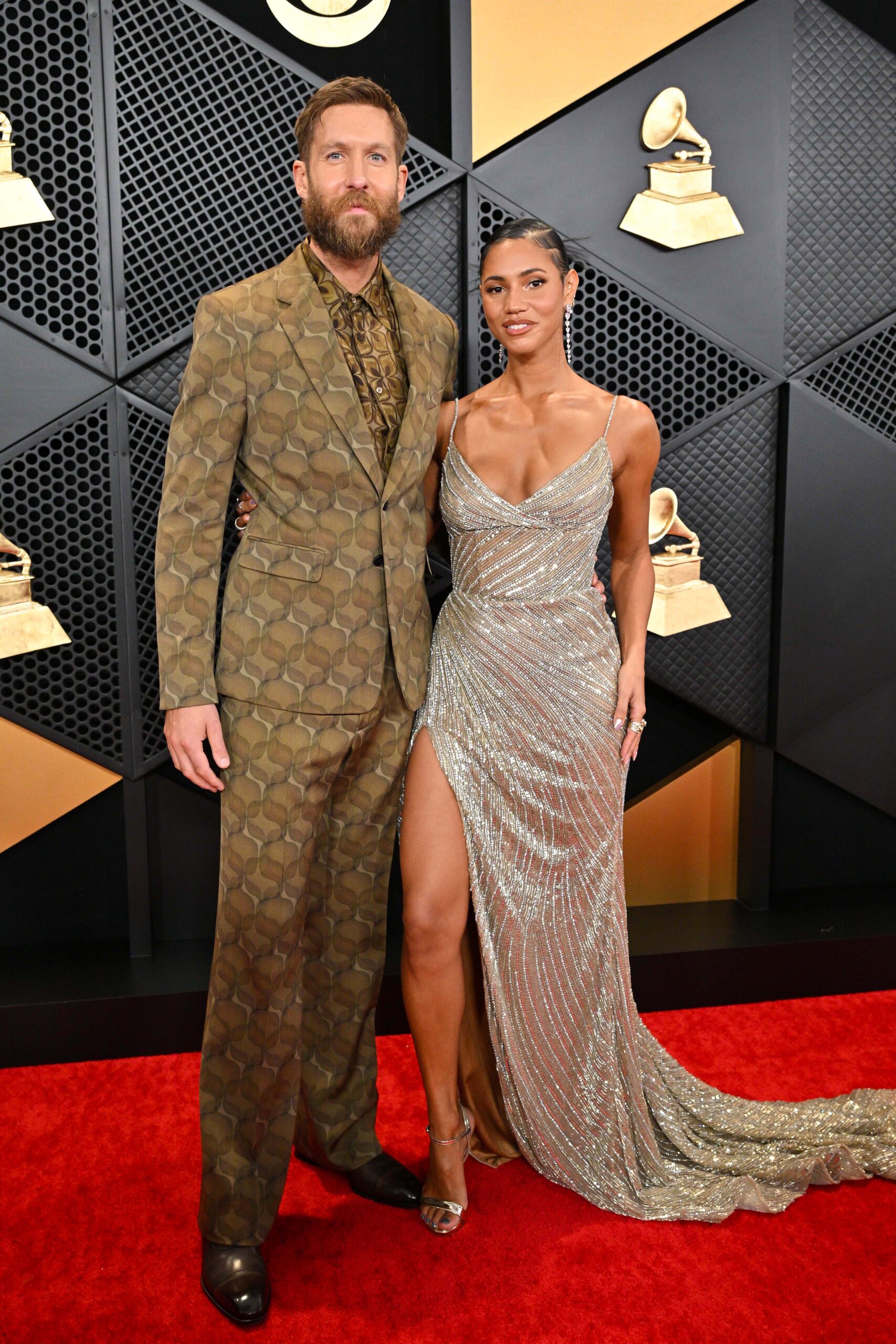 Vick Hope and Calvin Harris on the red carpet