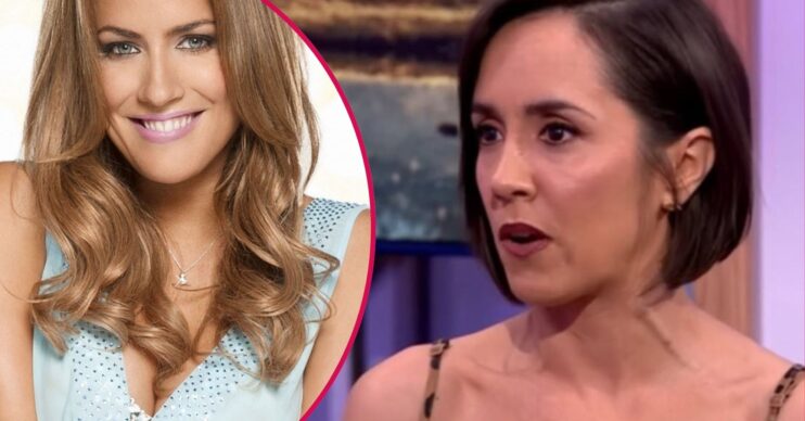Caroline Flack smiling and Janette Manrara on The One Show