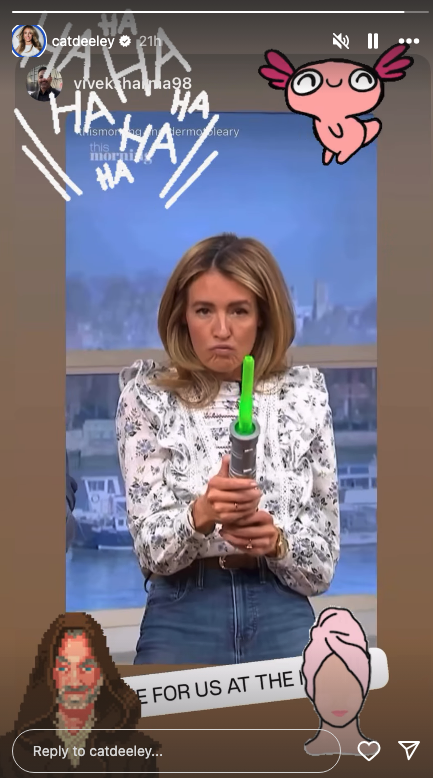 Cat Deeley with a lightsaber