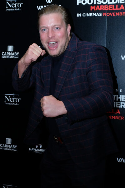 Thomas Skinner pretending to throw a punch