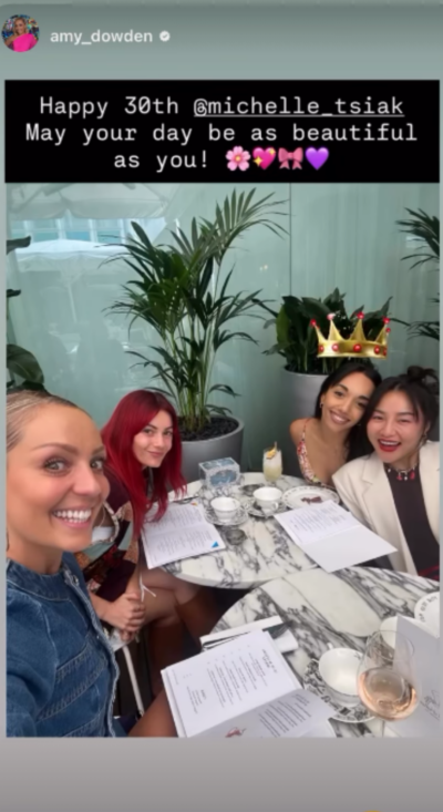 Amy Dowden Instagram story wishing Michelle Tsiakkas a Happy Birthday