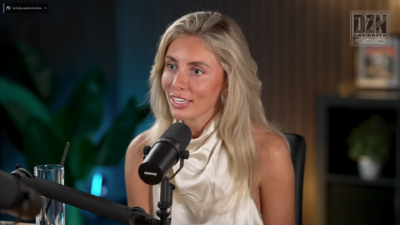 Bonnie Blue speaking on a podcast