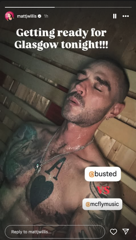 Matt Willis in a sauna