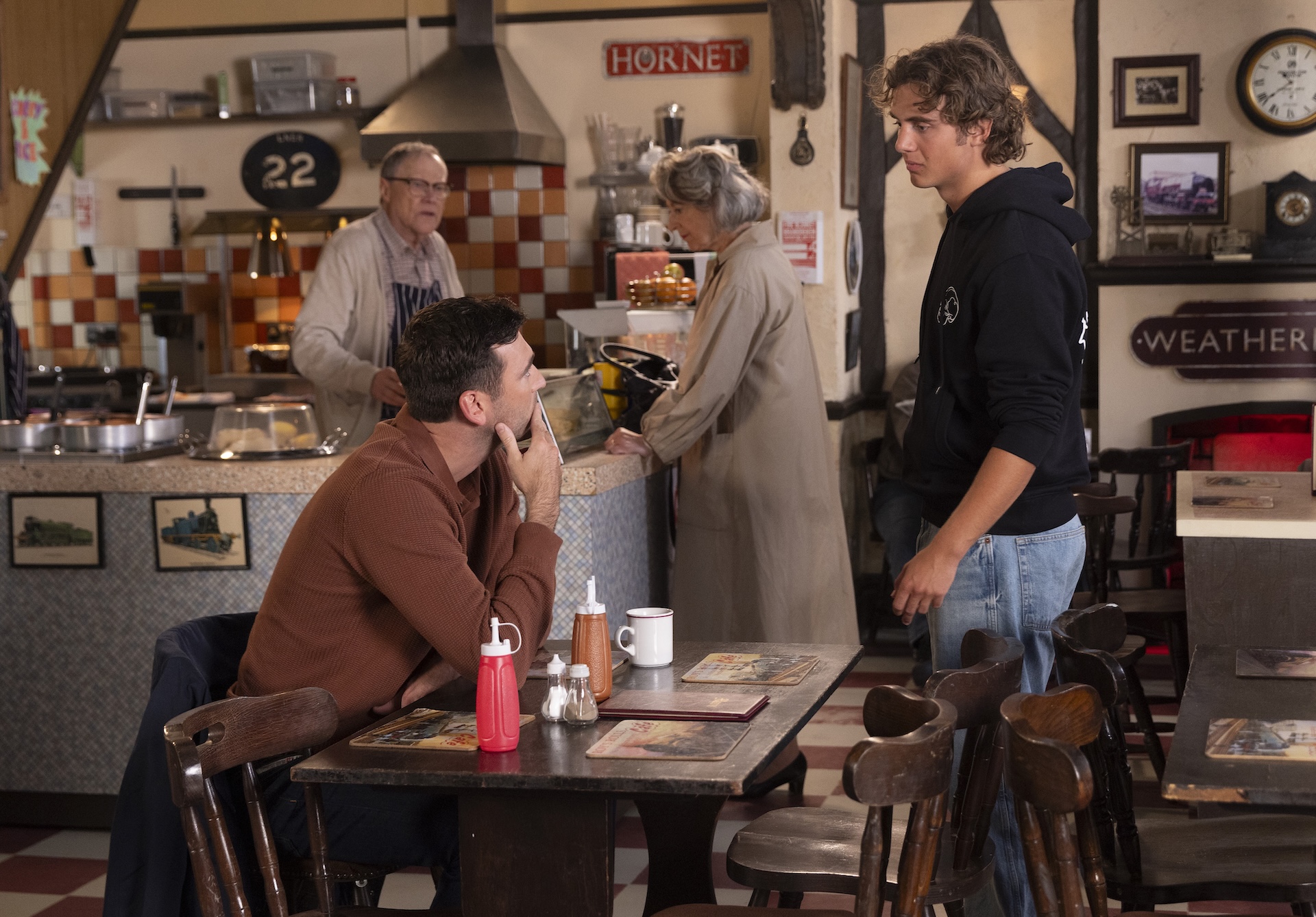 Coronation Street's Kit and Brody taking at Roy's Rolls