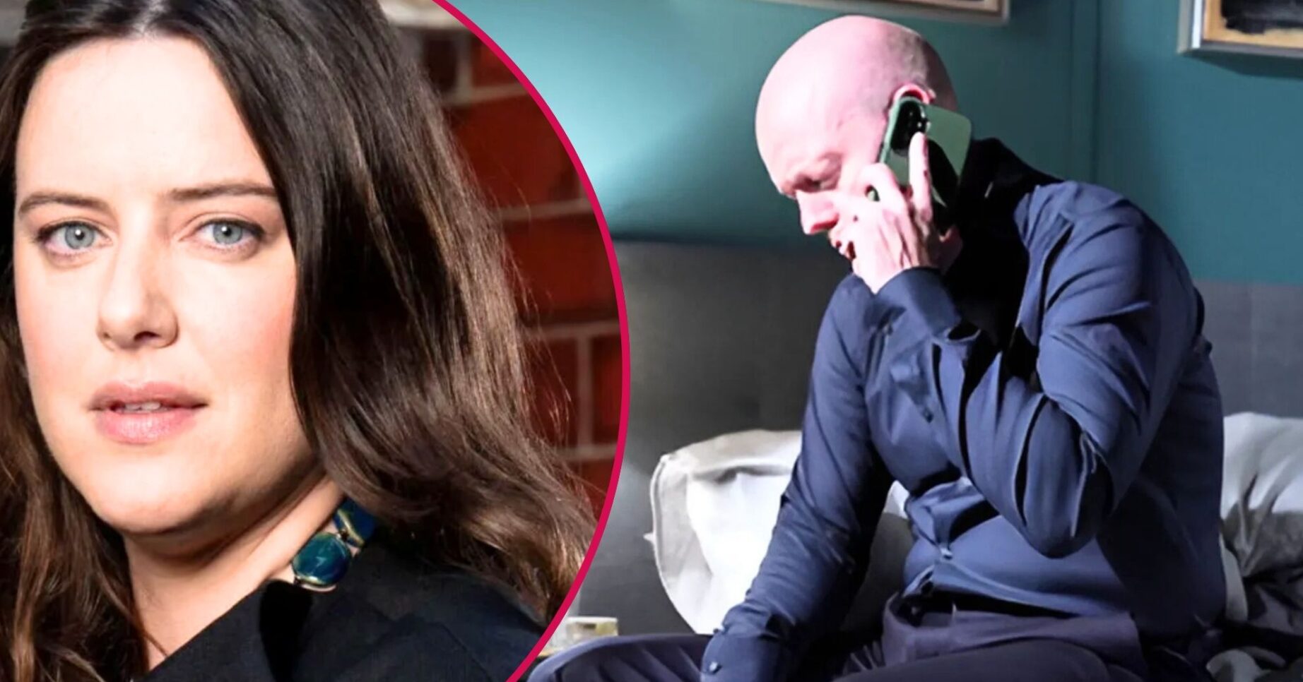 Max Branning on the phone in EastEnders; inset, Zoe (Credit: BBC/Composite: ED!)