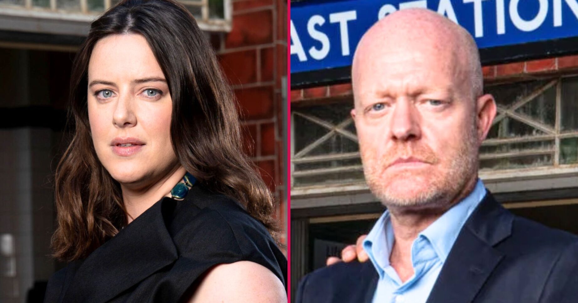 Composite image of Max and Zoe publicity images on EastEnders (Credit: BBC/Composite: ED!)