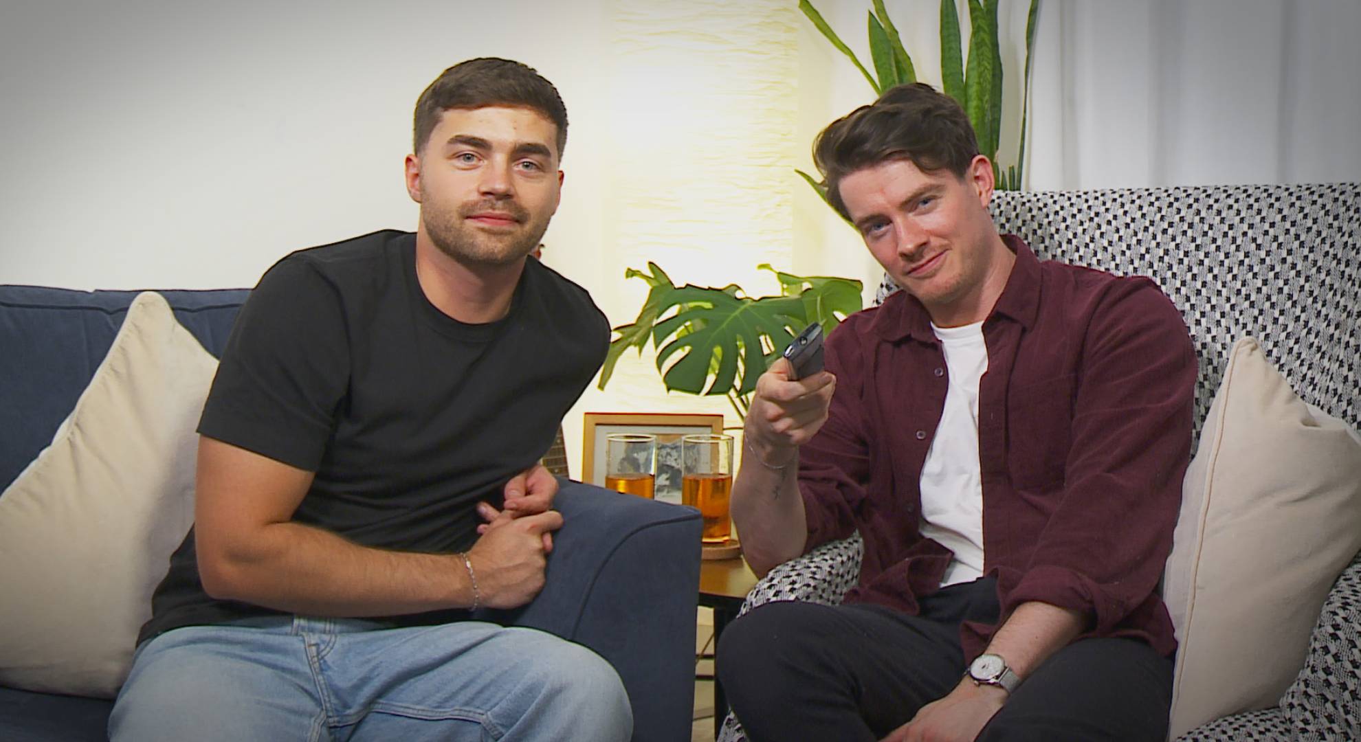 Jake and Callum look at the camera