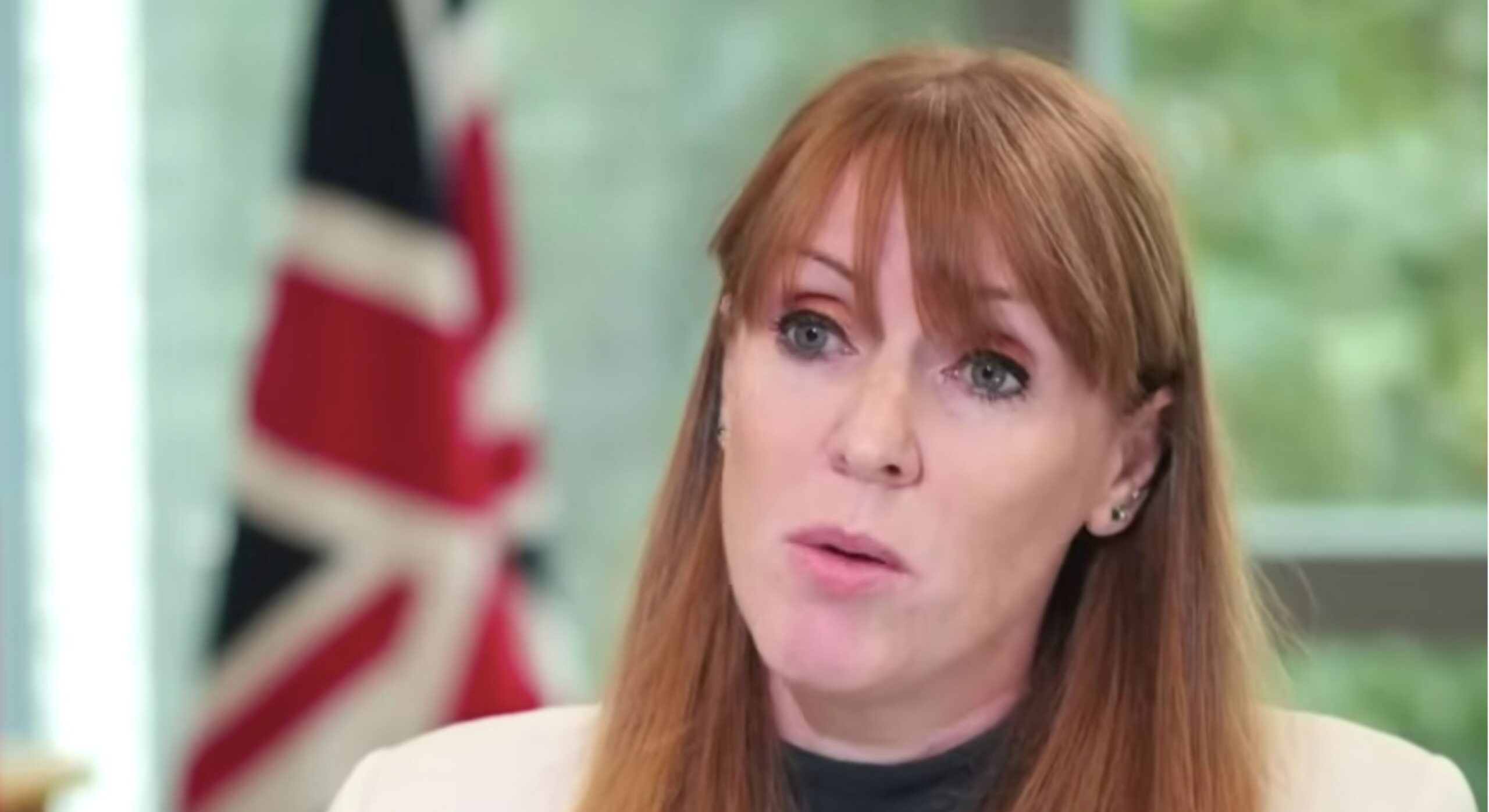 Angela looking serious