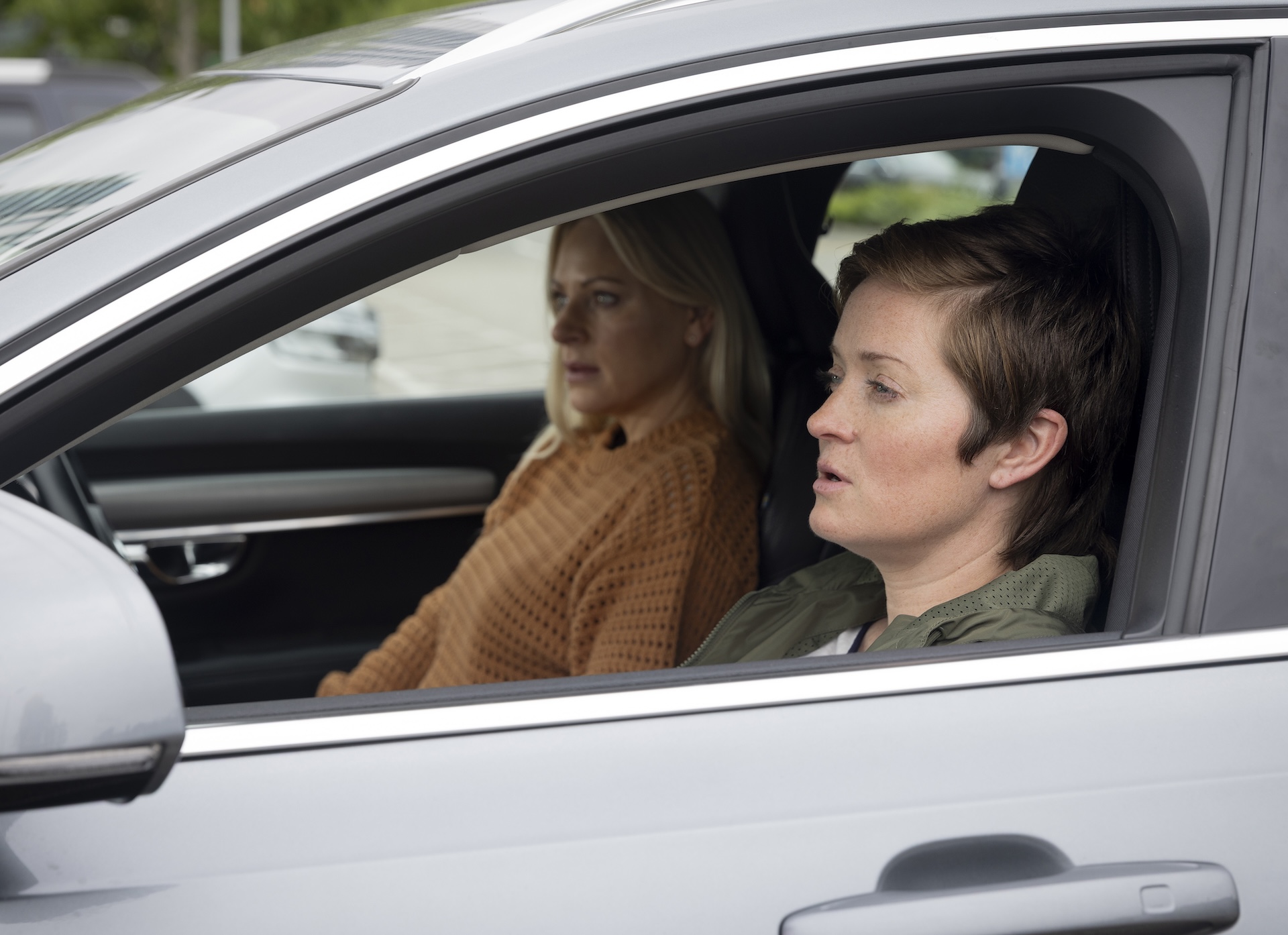 Coronation Street's Lisa and Becky in car