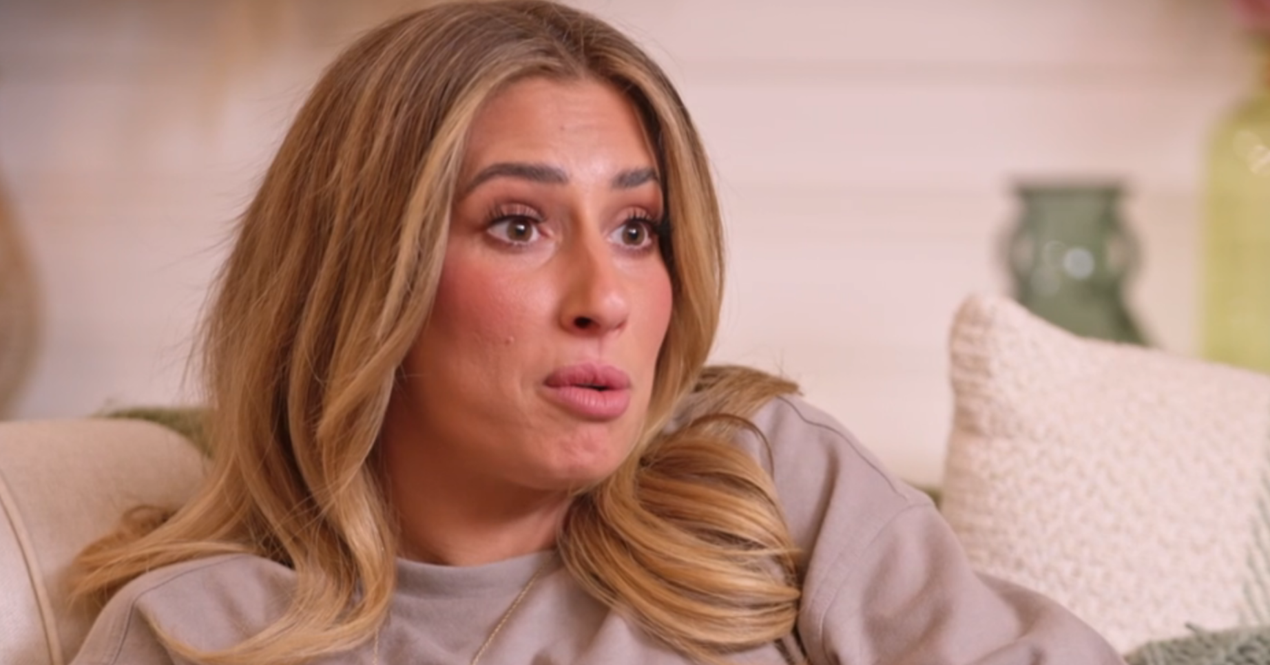 Stacey Solomon looking sad