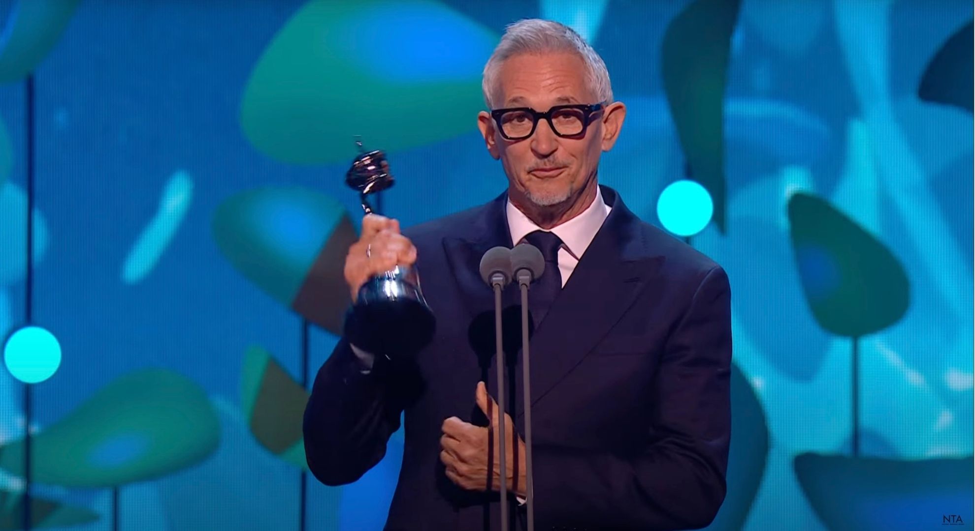 Gary Lineker accepting his NTA award