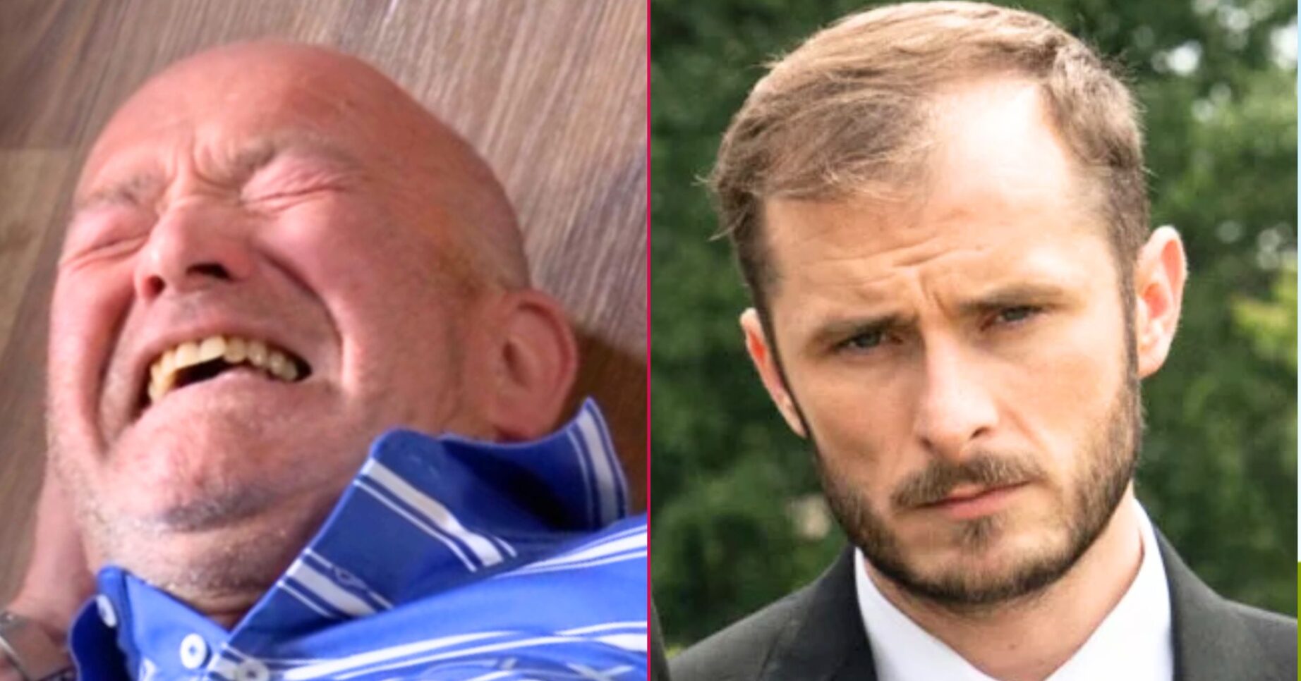 Composite image of Jonno and Ben on EastEnders; with Jonno dying (Credit: BBC/Composite: ED!)