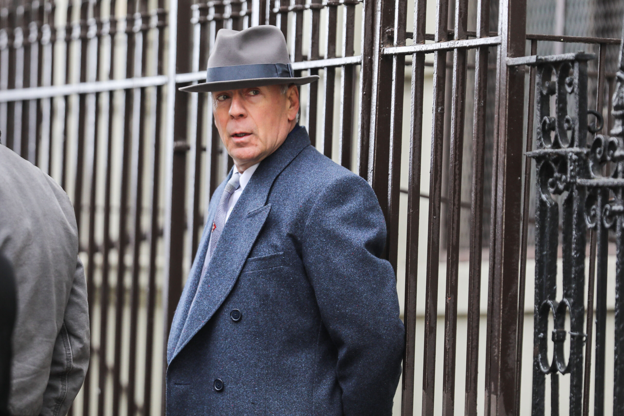 Bruce Willis during the filming of the movie 'Motherless Brooklyn.'