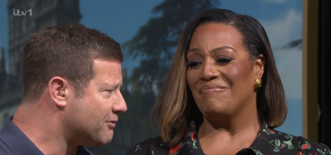 Alison smiling at Dermot on This Morning