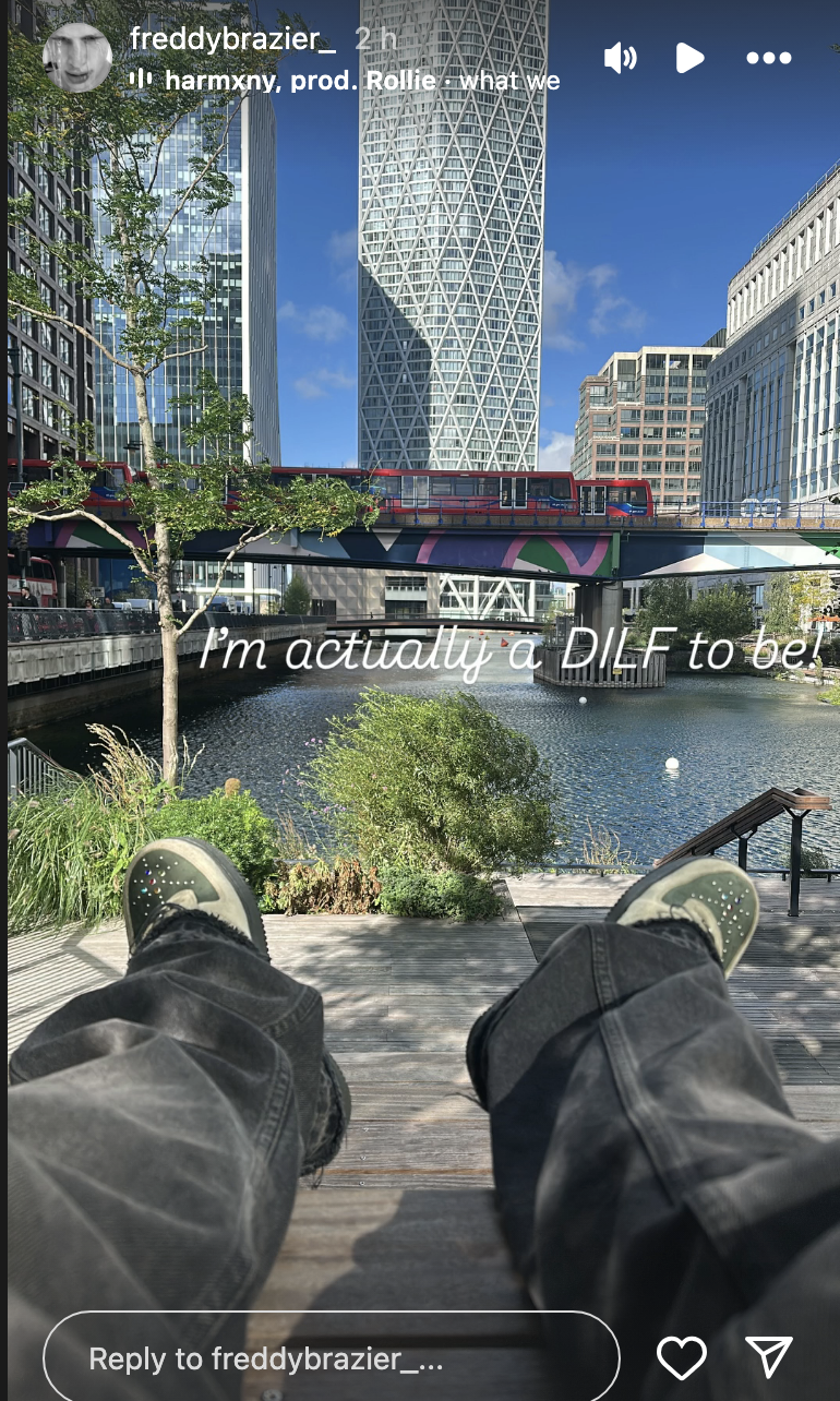 Freddy Brazier's Instagram story