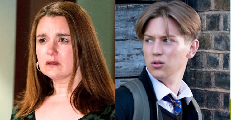 Composite image of Vicki and Joel on EastEnders (Credit: BBC/Composite: ED!)