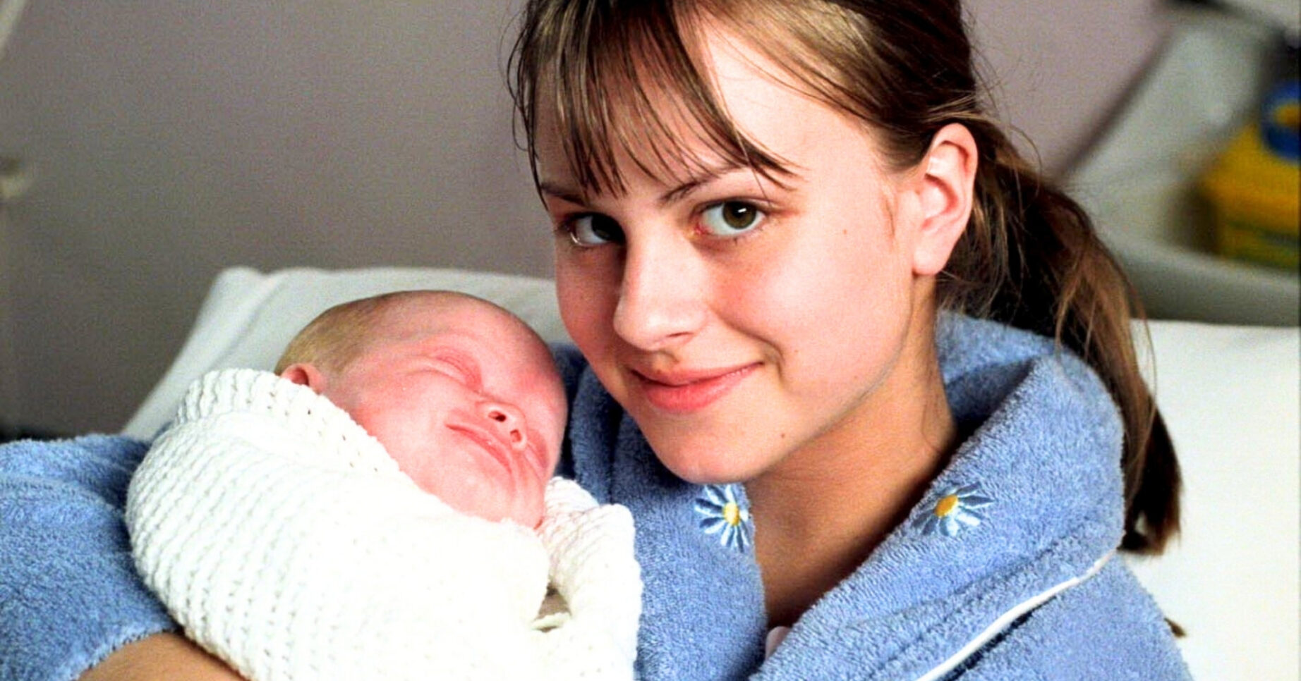Coronation Street: Teen Sarah holding baby Bethany