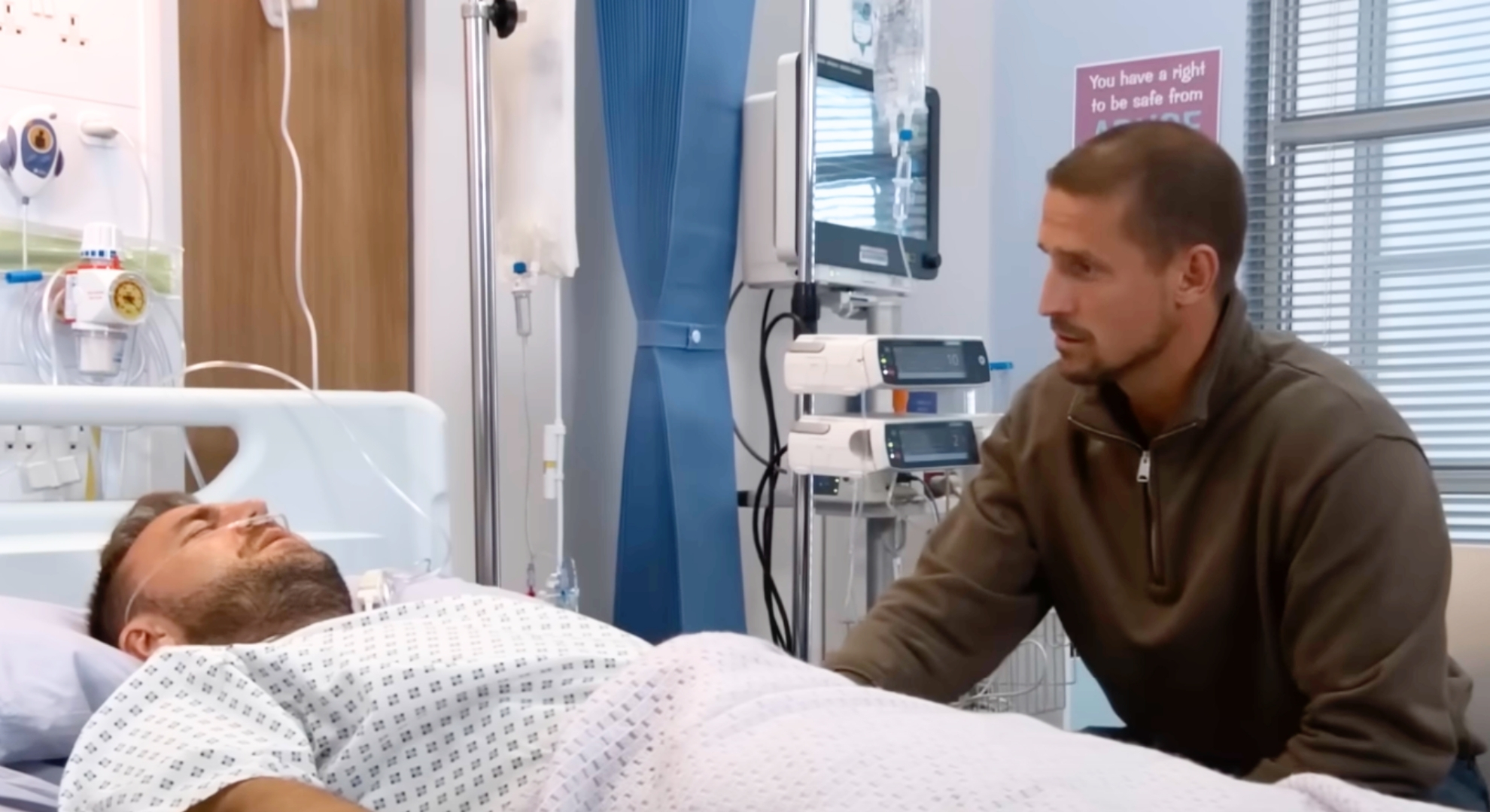 Coronation Street's Carl at Tyrone's hospital bedside