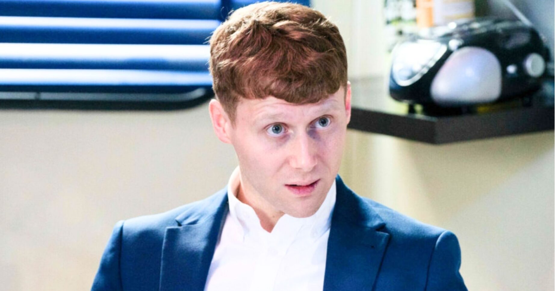 Jamie Borthwick looks shocked as Jay on EastEnders (Credit: BBC/Composite: ED!)