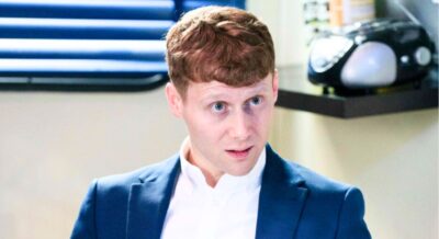 Jamie Borthwick looks shocked as Jay on EastEnders (Credit: BBC/Composite: ED!)