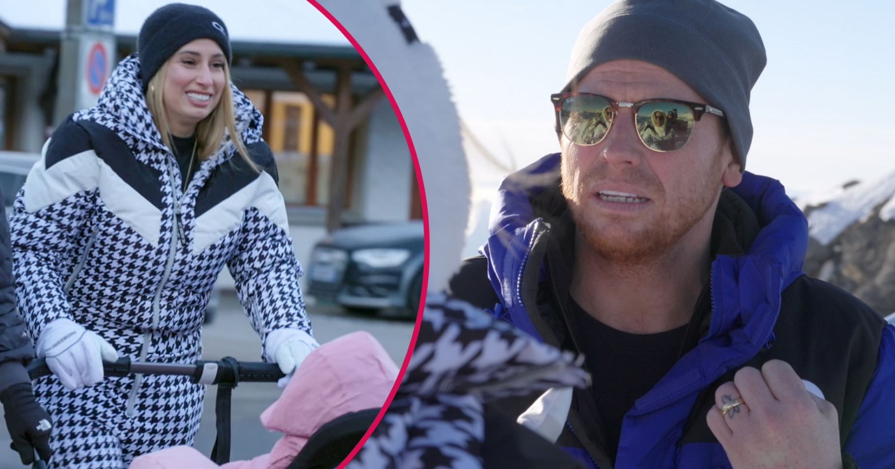 Stacey Solomon and Joe Swash skiing