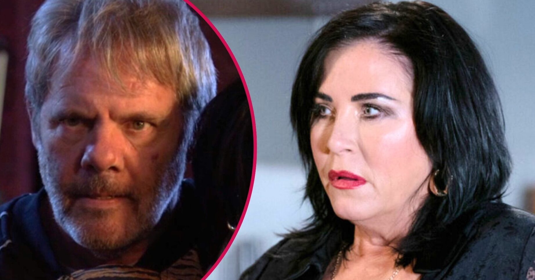 Kat looks upset on EastEnders; inset, Greg Dolan looks menacing (Credit: BBC/Composite: ED!)