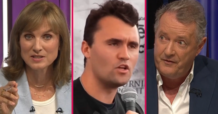 Fiona Bruce, Charlie Kirk and Piers Morgan
