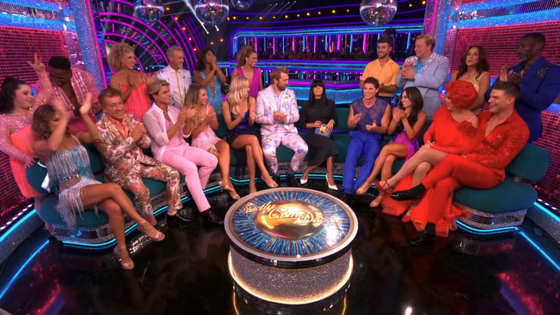 The Strictly contestants speaking to Claudia Winkleman