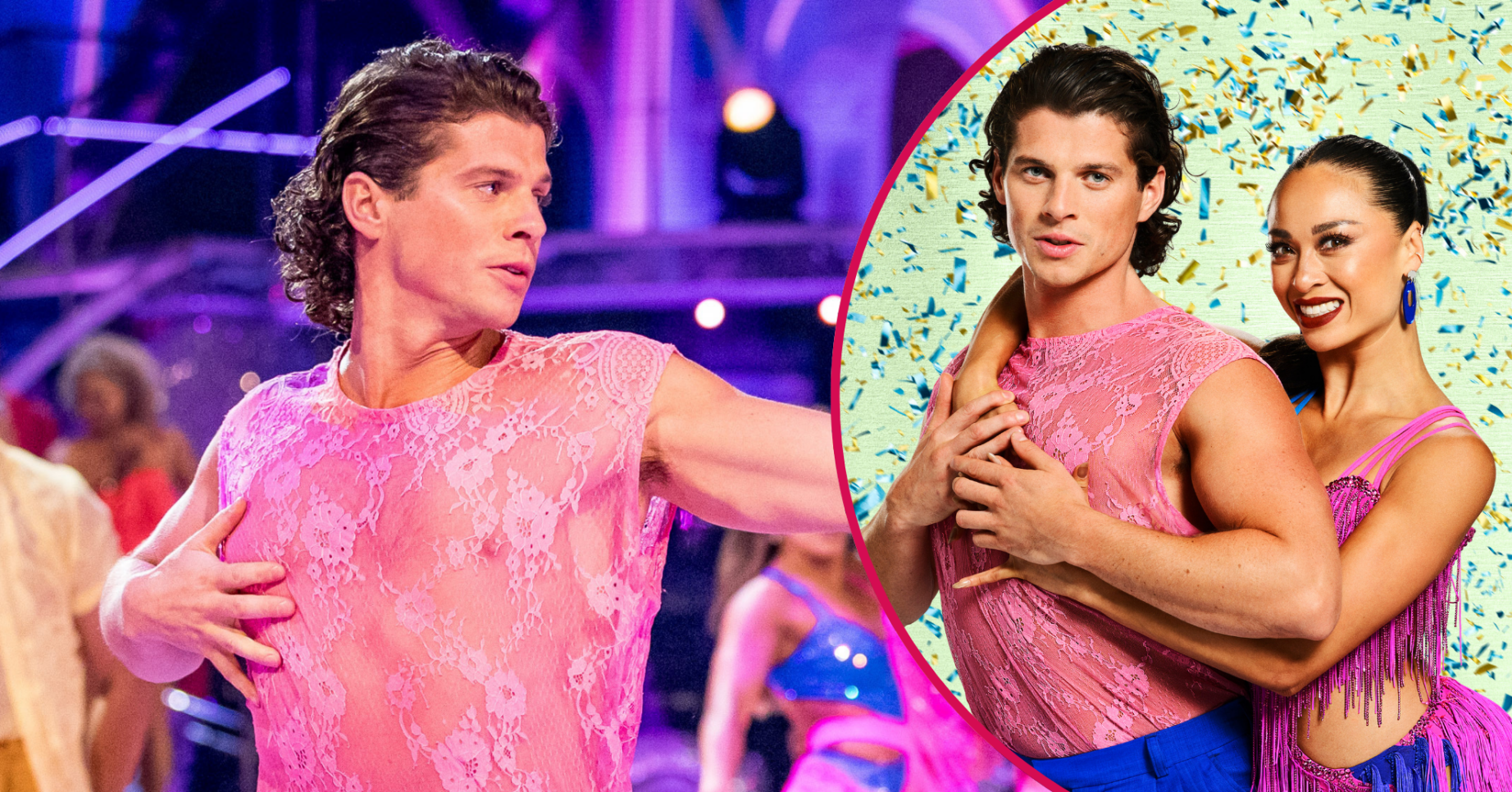 Lewis Cope dancing and with Katya Jones