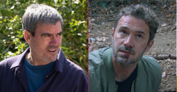Cain and John in Emmerdale split shot (Credit: ITV/Comp ED!)