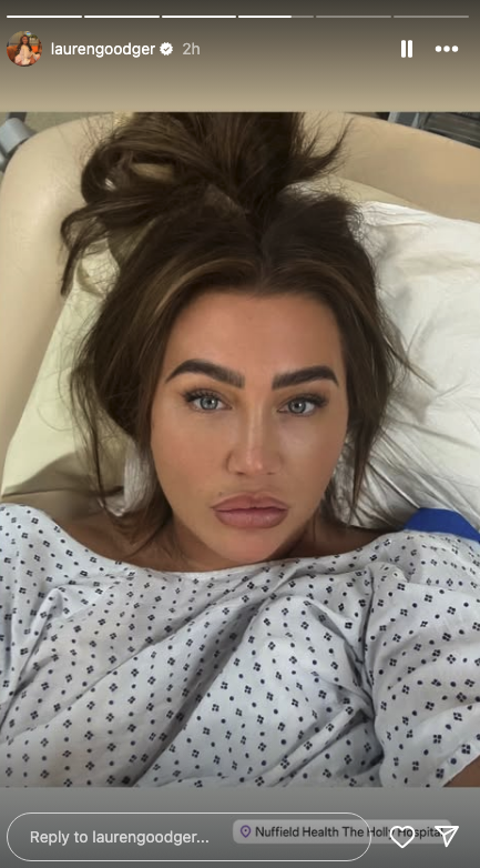 Lauren Goodger in hospital