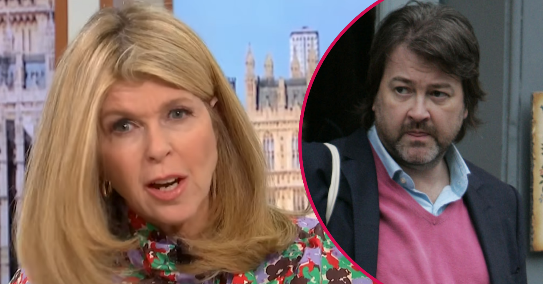Kate Garraway on GMB and husband Derek inset