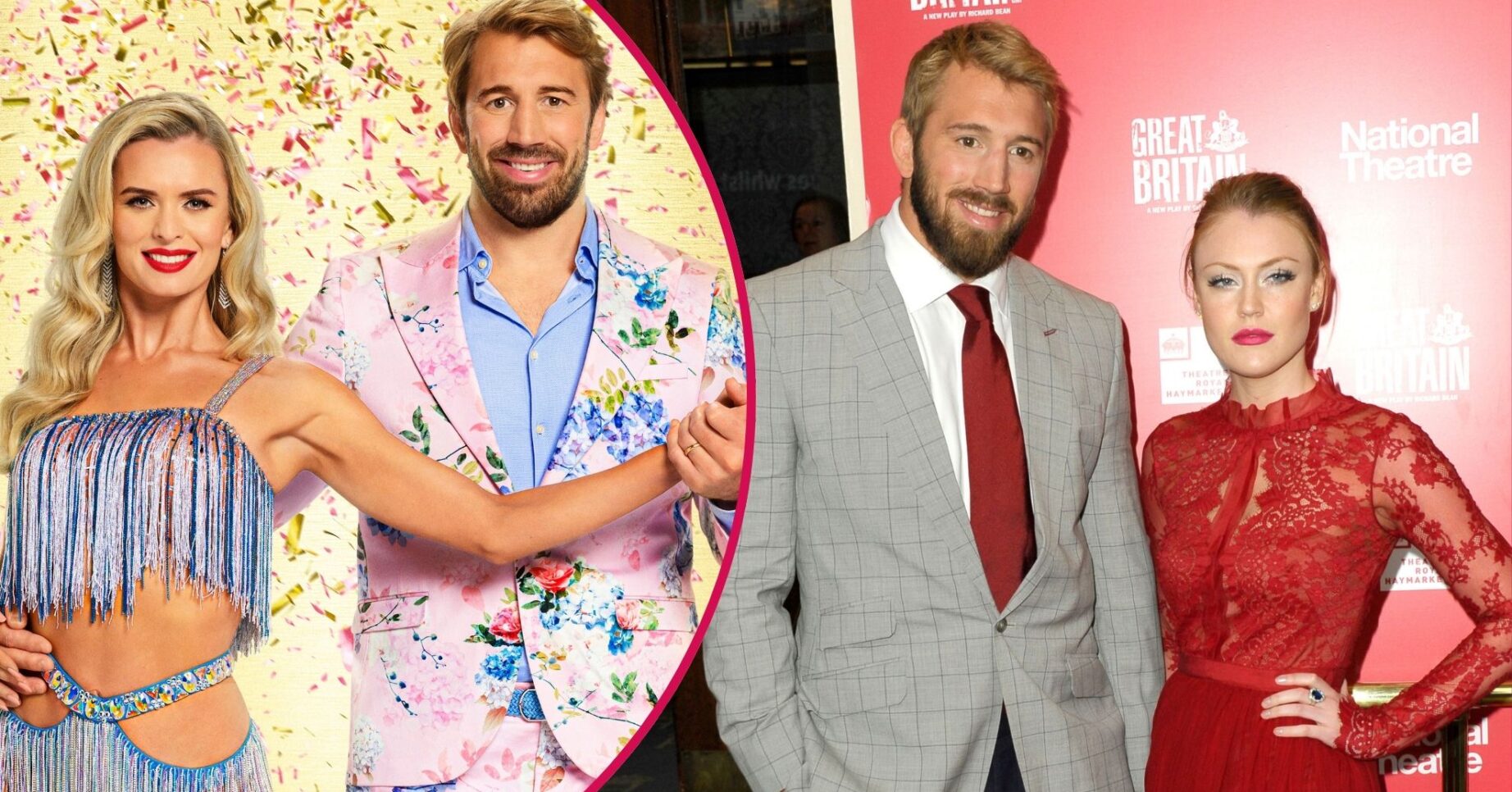 Chris Robshaw and Nadiya Bychkova Strictly press photo / Chris Robshaw and Camilla Kerslake smiling