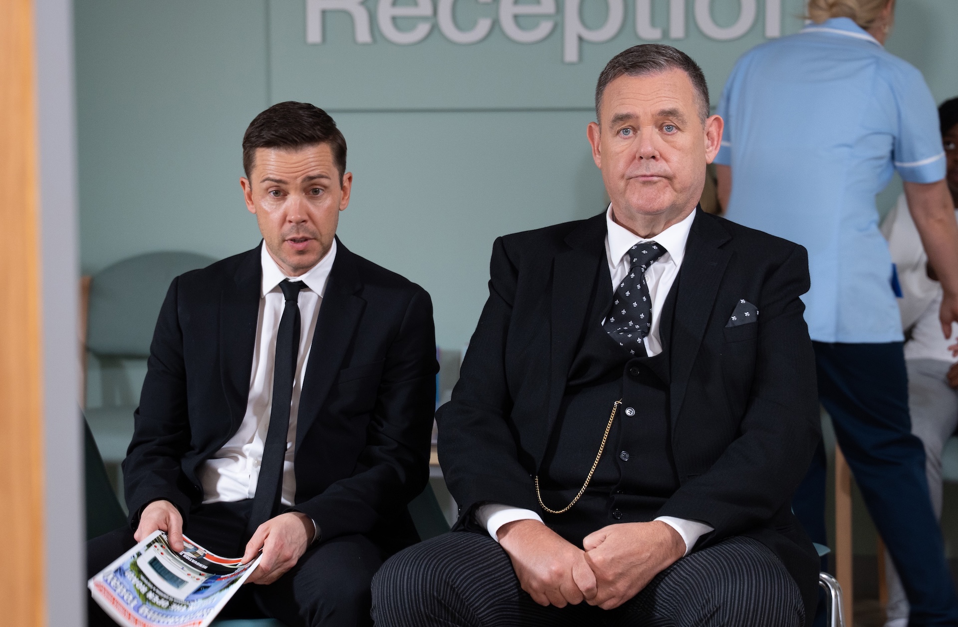 Todd and George at hospital in Coronation Street