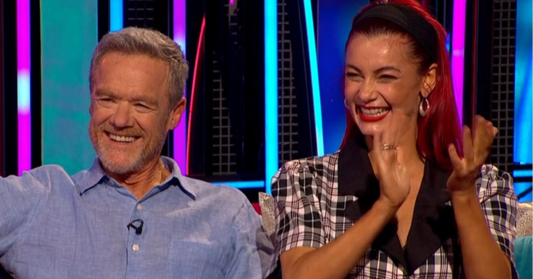 Stefan Dennis and Dianne Buswell on It Takes Two smiling