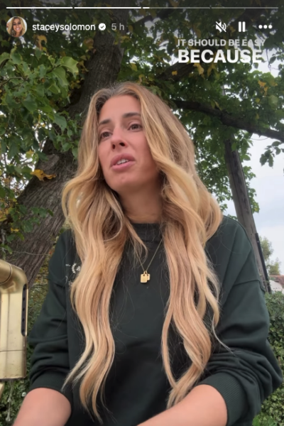 Stacey Solomon speaking on Instagram