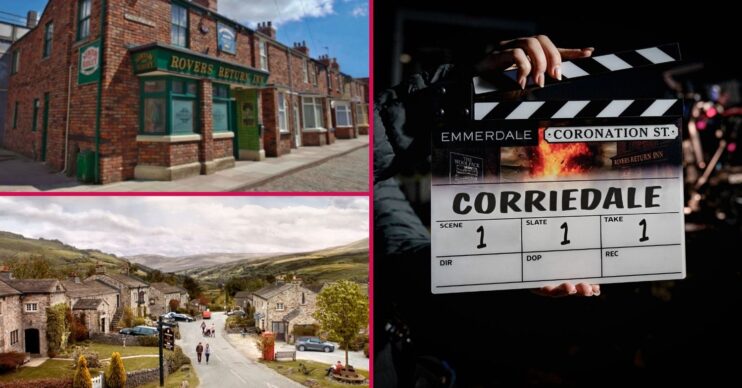 Coronation Street and Emmerdale crossover episode as they become Corriedale (Credit: ITV/Comp ED!)