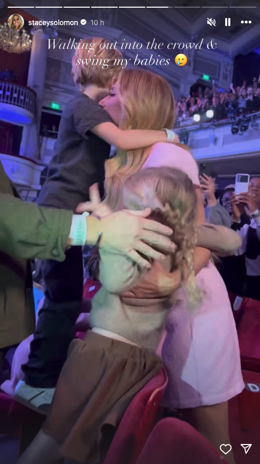 Stacey Solomon hugging her kids