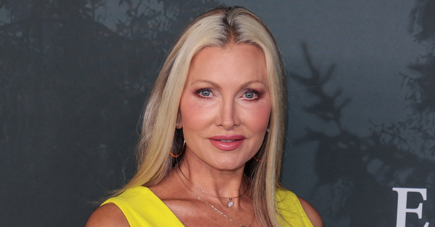 Model Caprice in a yellow dress