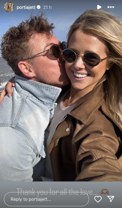 Portia sharing a kiss