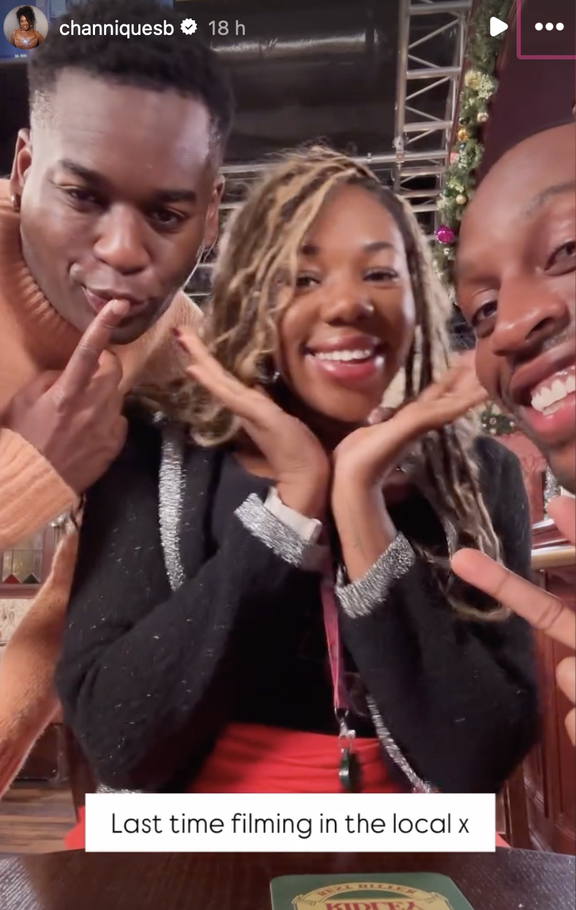 Channique with Bailey co-stars in Rovers on Instagram Stories