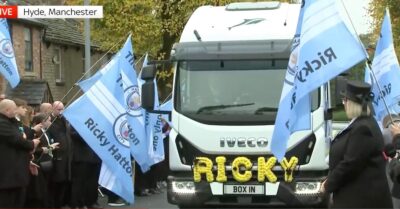 Ricky Hatton lorry at funeral